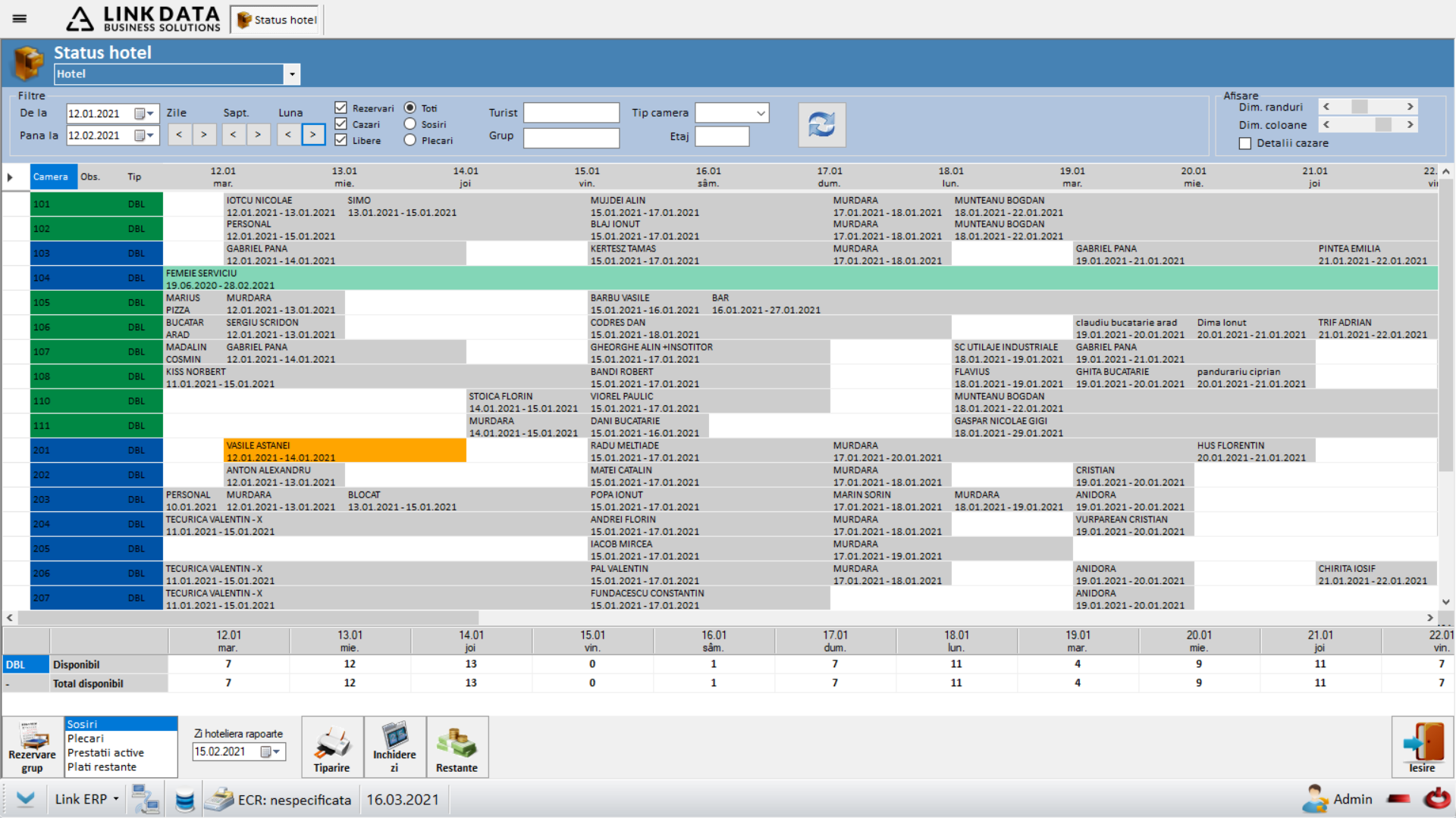 LINKbooking — status camere
